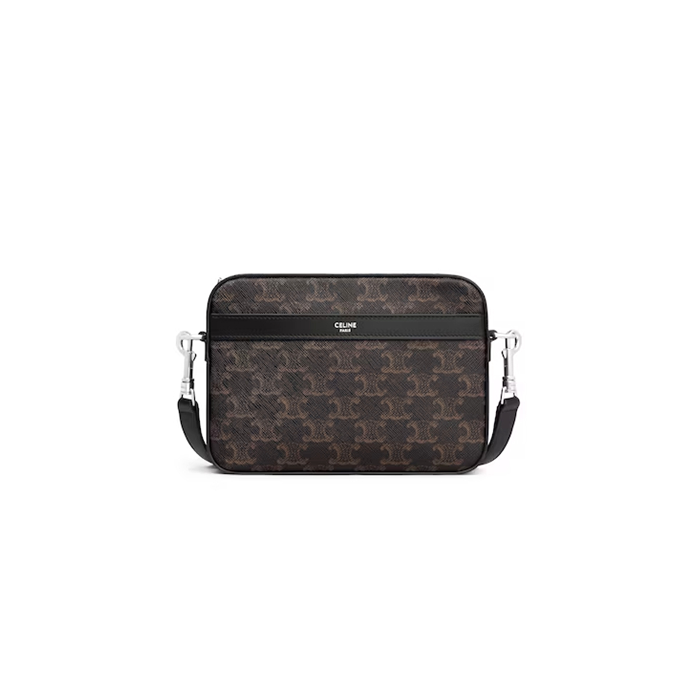 CELINE SMALL MESSENGER BAG IN TRIOMPHE CANVAS AND CALFSKIN 113942EVJ.38SI (20.5*15*5cm)